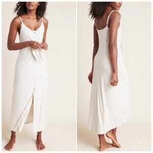 Anthropologie Saturday Sunday Maxi Dress Cream Button Front Tie Waist Size S